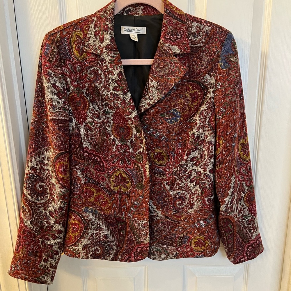 Coldwater Creek Women's Paisley Tapestry Button Front Jacket - Sz PS